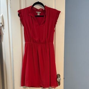 H&M Bold Red Top with Textured Collar